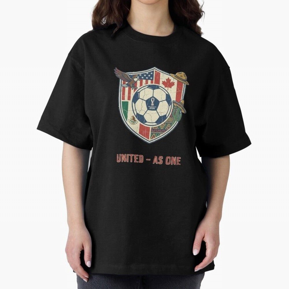 North America United Soccer 2026 Vintage Crest Oversized T-Shirt Step into FIFA World Cup 2026 Spirit, Built around Brazil, CR7, Classic Soccer Heritage, Championship Pressure, Fan Loyalty and International Pride; Great for Supporters Who Love