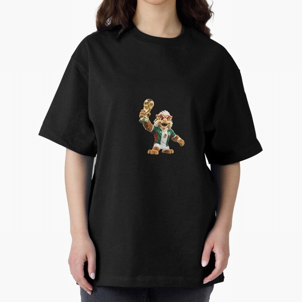 Mexico Soccer Mascot Champion - Mexican Football Victory Trophy 2026 Oversized T-Shirt Bring Global Tournament Vibes to Global Football Passion for FIFA World Cup 2026 USA Canada Mexico, Connected to Messi and Cristiano Ronaldo, Brazil, Goal