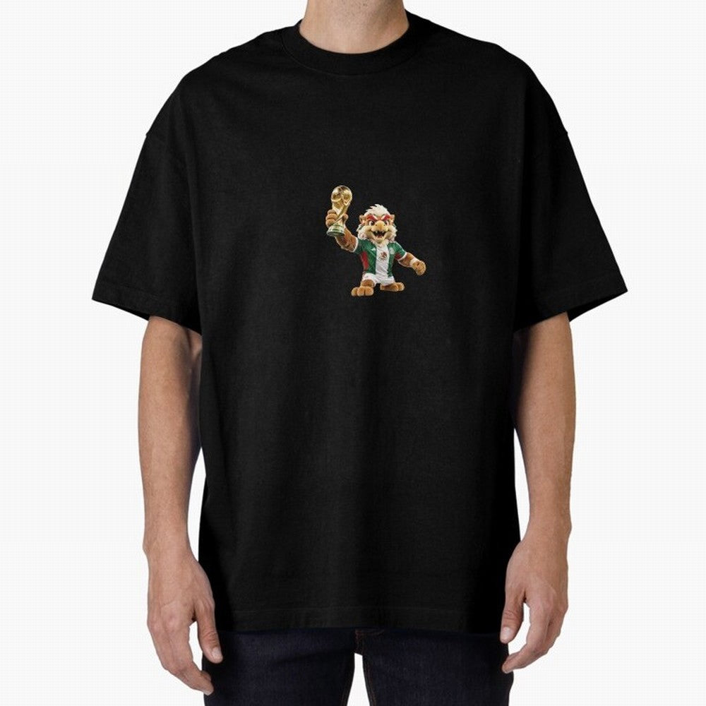Mexico Soccer Mascot Champion - Mexican Football Victory Trophy 2026 Oversized T-Shirt Bring Global Tournament Vibes to Global Football Passion for FIFA World Cup 2026 USA Canada Mexico, Connected to Messi and Cristiano Ronaldo, Brazil, Goal