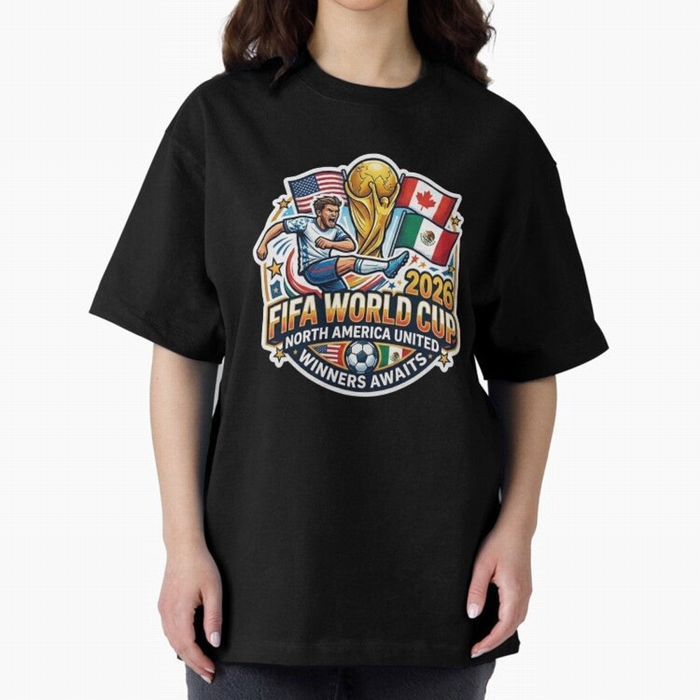 FIFA World Cup 2026 North America United Oversized T-Shirt Celebrate Every Goal in Global Football Passion for FIFA World Cup 2026 USA Canada Mexico, Built around Haaland and Mbappe, England and Germany, Vintage Soccer Flavor, Modern Football