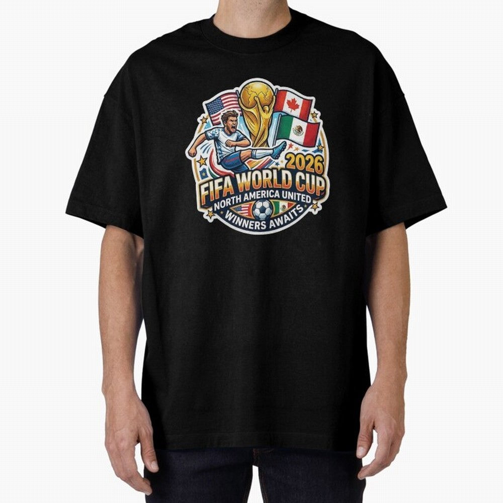 FIFA World Cup 2026 North America United Oversized T-Shirt Celebrate Every Goal in Global Football Passion for FIFA World Cup 2026 USA Canada Mexico, Built around Haaland and Mbappe, England and Germany, Vintage Soccer Flavor, Modern Football