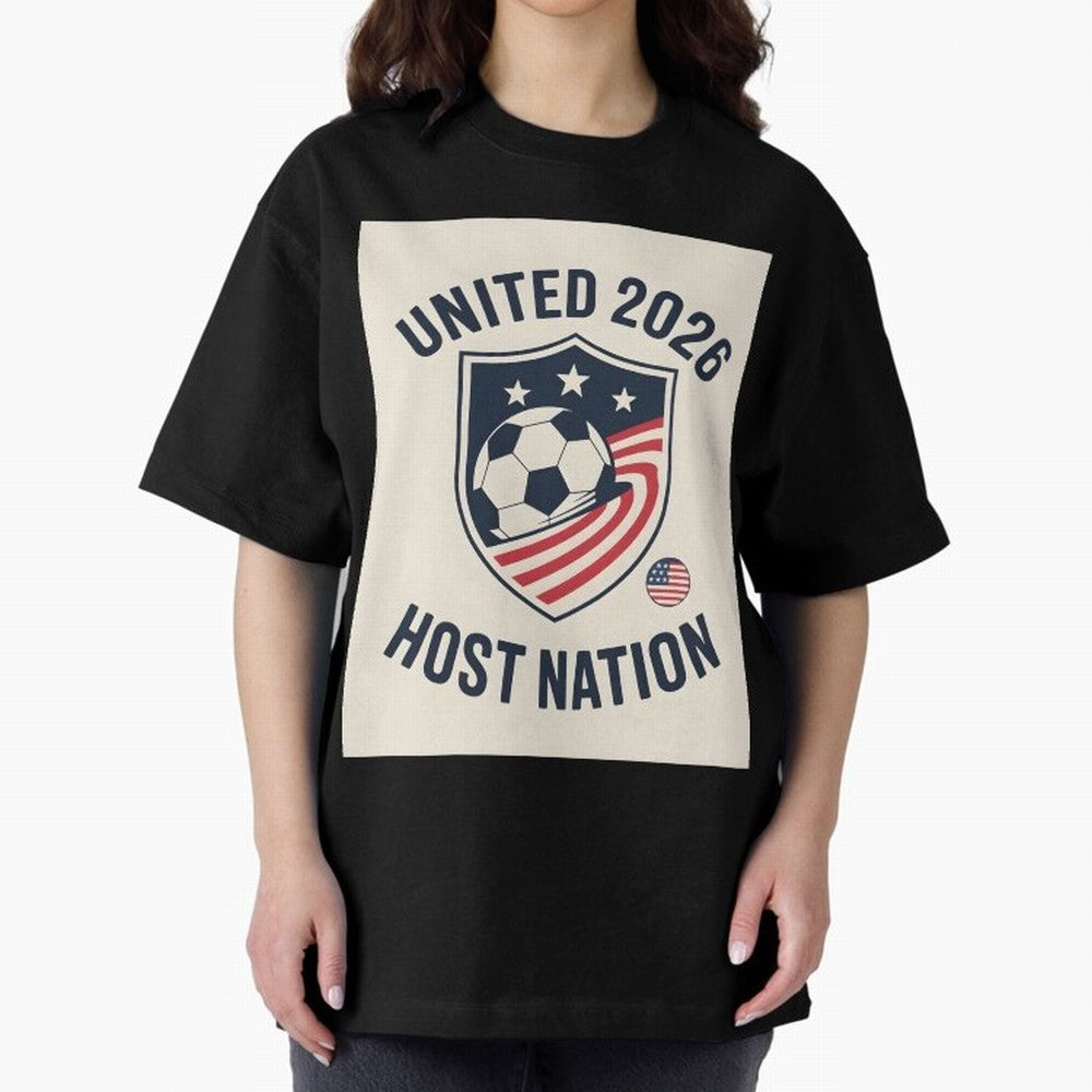 United 2026 USA World Cup Host Nation Soccer Crest T-Shirt Oversized T-Shirt Carry the Dream of FIFA World Cup 2026 Capturing Cristiano Ronaldo, Portugal Energy, Sports Nostalgia, International Competition, Famous Players and Unforgettable