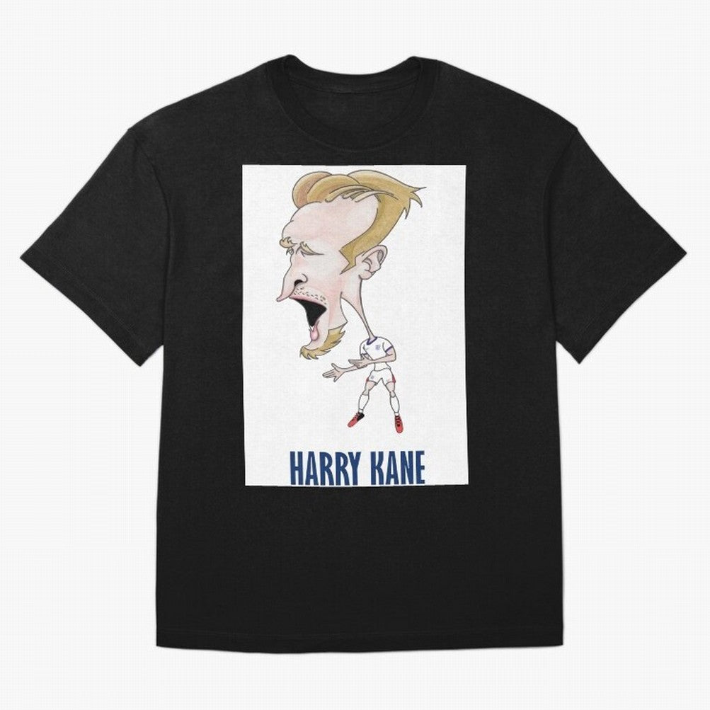 Harry Kane Caricature Print Oversized T-Shirt Celebrate Supporters United by FIFA World Cup 2026 Spirit, Connected to Germany, Haaland, Global Supporter Spirit, Legendary Goals, National Colors and Tournament Celebration; Ideal for Fans Who Follow