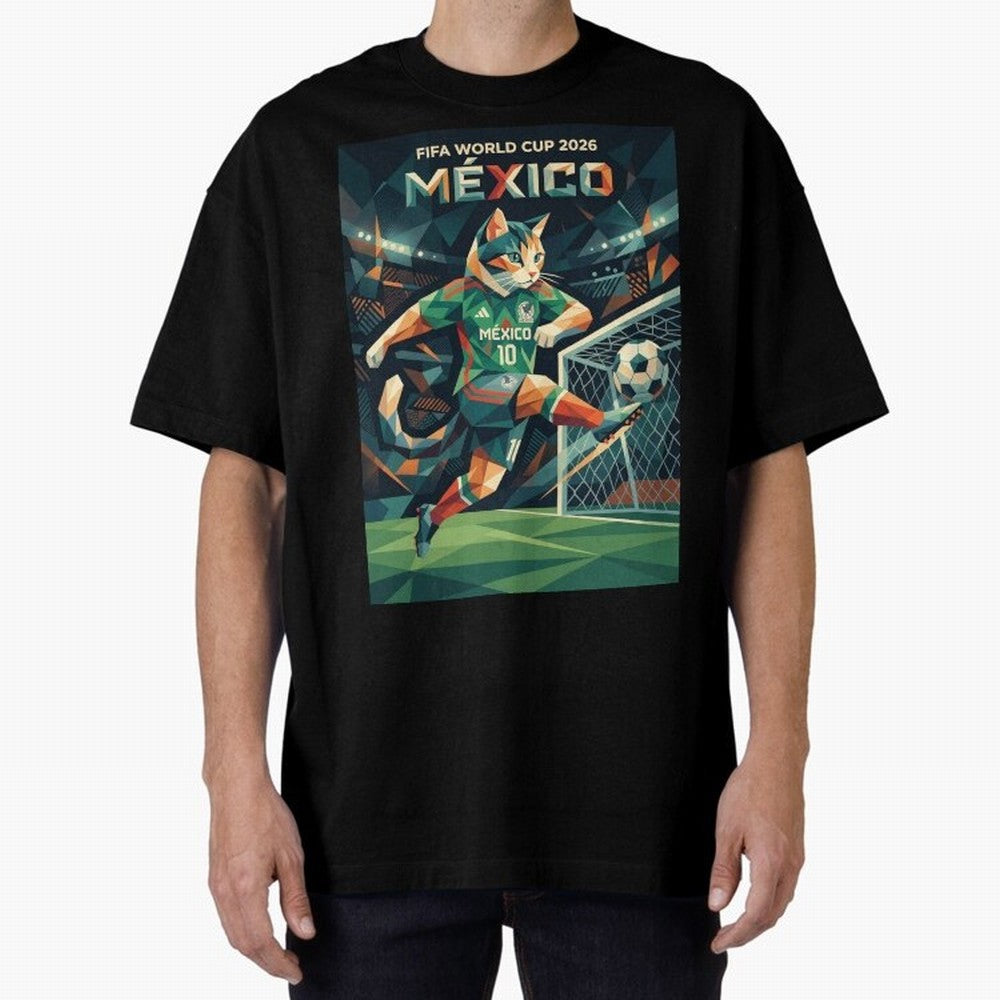FIFA World Cup Mexico Oversized T-Shirt Show Match Day Excitement for Match Day Hype around FIFA World Cup 2026 USA Canada Mexico, Haaland and Mbappe, Argentina, France and Brazil, Global Supporter Spirit, Legendary Goals, National Colors and