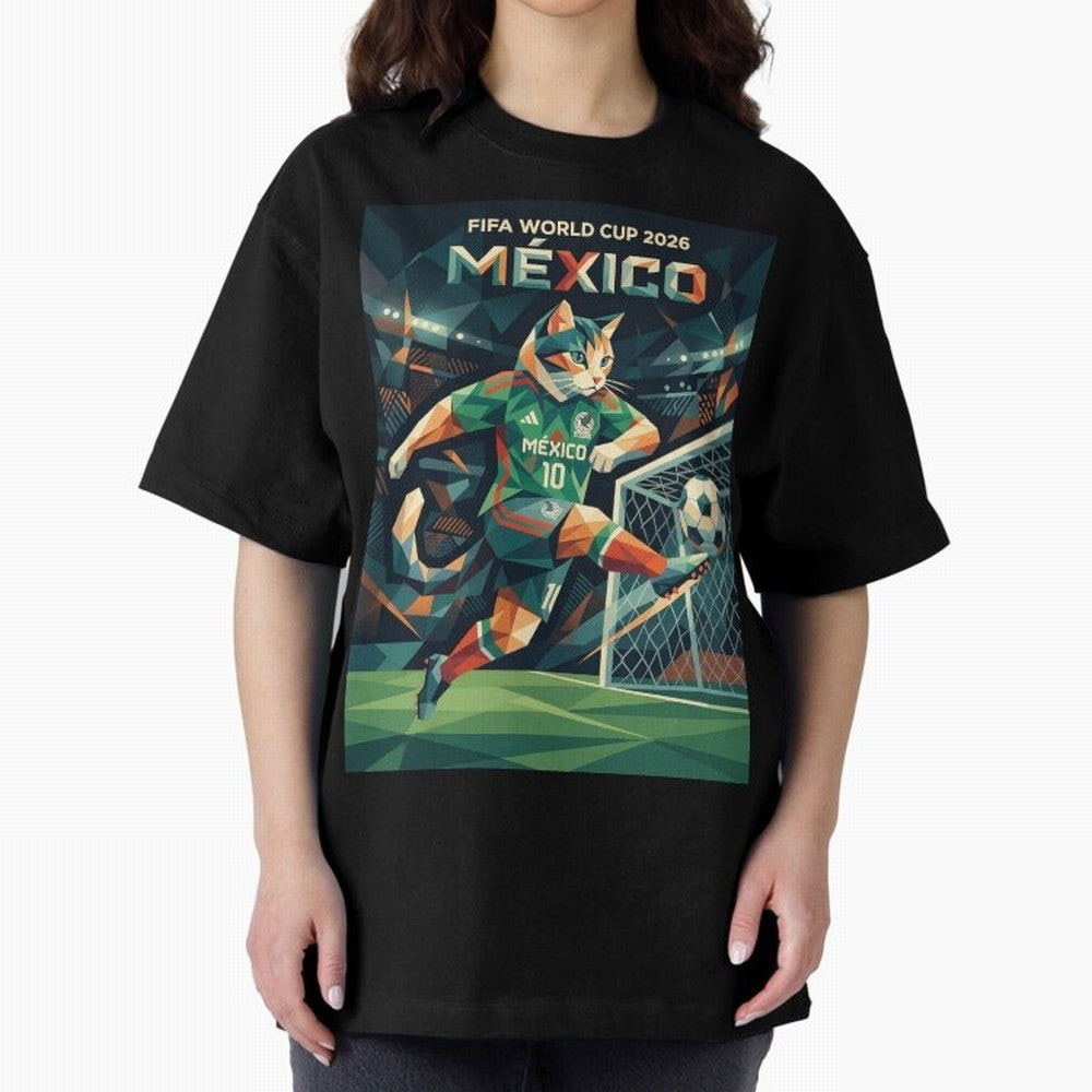 FIFA World Cup Mexico Oversized T-Shirt Show Match Day Excitement for Match Day Hype around FIFA World Cup 2026 USA Canada Mexico, Haaland and Mbappe, Argentina, France and Brazil, Global Supporter Spirit, Legendary Goals, National Colors and