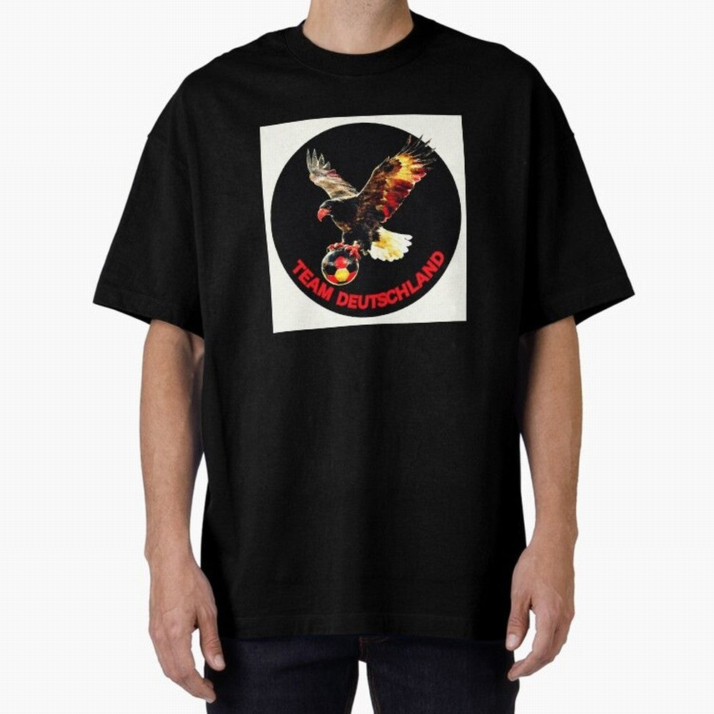 Eagle motif TEAM Germany Oversized T-Shirt Upgrade FIFA World Cup 2026 Spirit, Capturing France and Portugal, Messi, CR7 and Mbappe, Stadium Chants, National Pride, Trophy Dreams and Unforgettable Football Memories; Ideal for Football Dads,