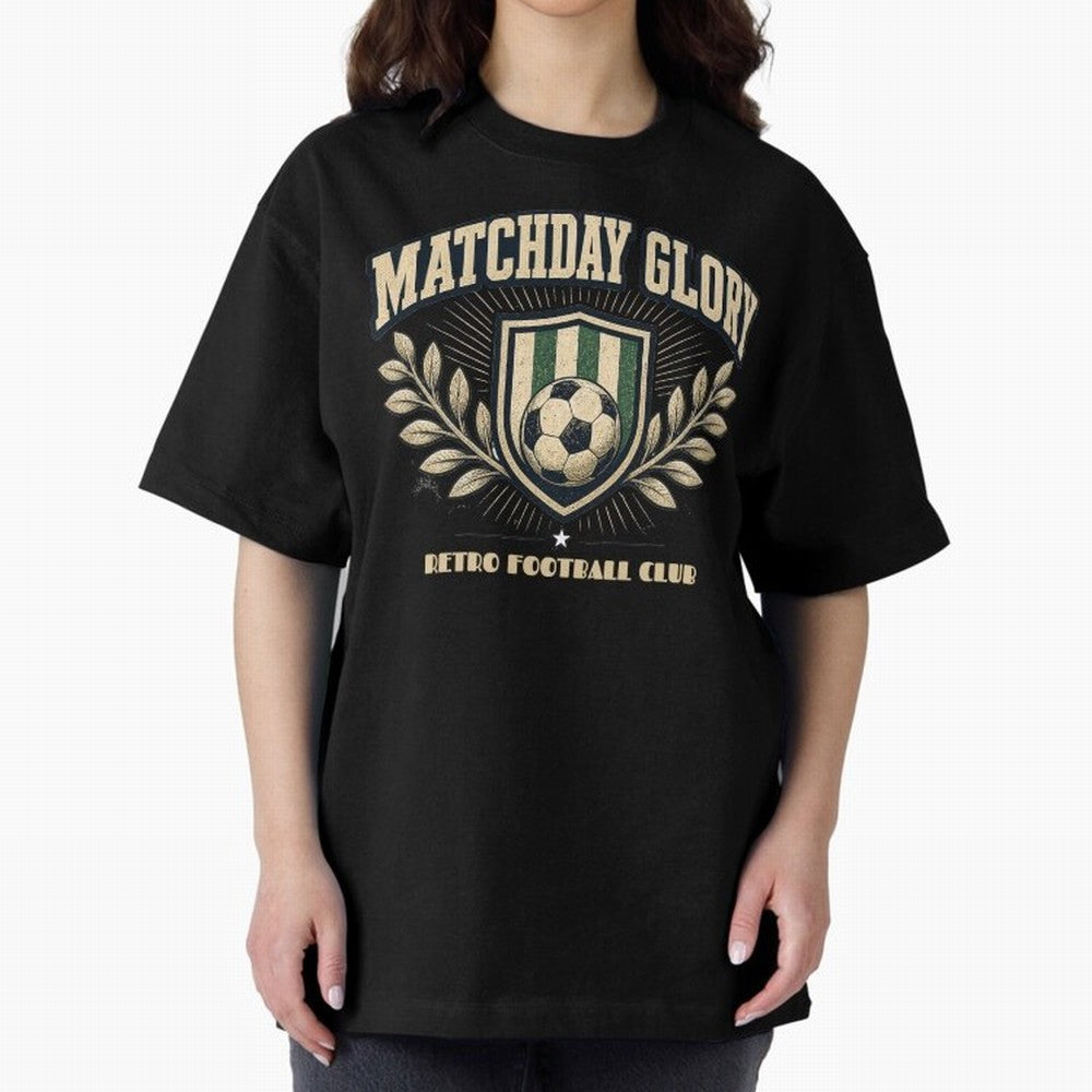 Matchday Glory Vintage Football Club Heritage Shield Emblem Oversized T-Shirt Feel the Heartbeat of the FIFA World Cup 2026 Group Stage Journey through Messi and Cristiano Ronaldo Highlights, Argentina Pride, Football Passion, Legendary