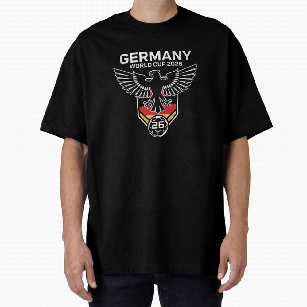 Germany National Football Team World Cup 2026 Eagle Logo Oversized T-Shirt Bring Bold Fan Energy to FIFA World Cup 2026 Group Stage Spirit, Connected to England, France and Netherlands, Mbappe and Neymar, Championship Spirit, Famous Goals, Roaring