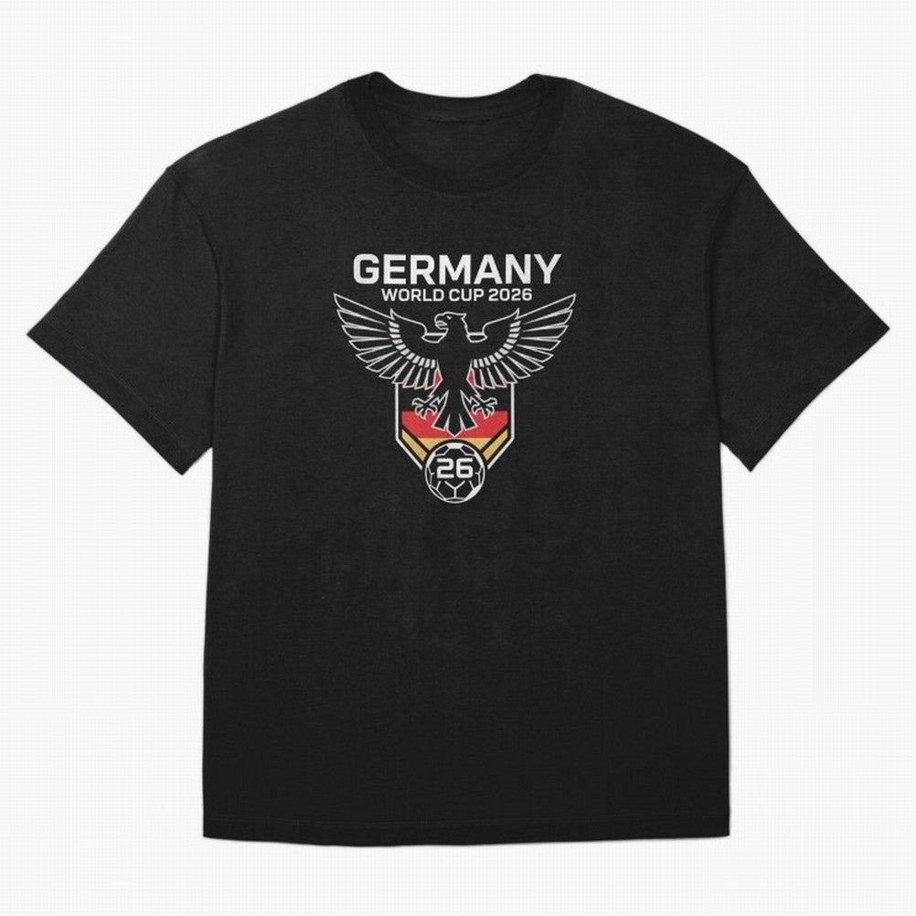 Germany National Football Team World Cup 2026 Eagle Logo Oversized T-Shirt Bring Bold Fan Energy to FIFA World Cup 2026 Group Stage Spirit, Connected to England, France and Netherlands, Mbappe and Neymar, Championship Spirit, Famous Goals, Roaring