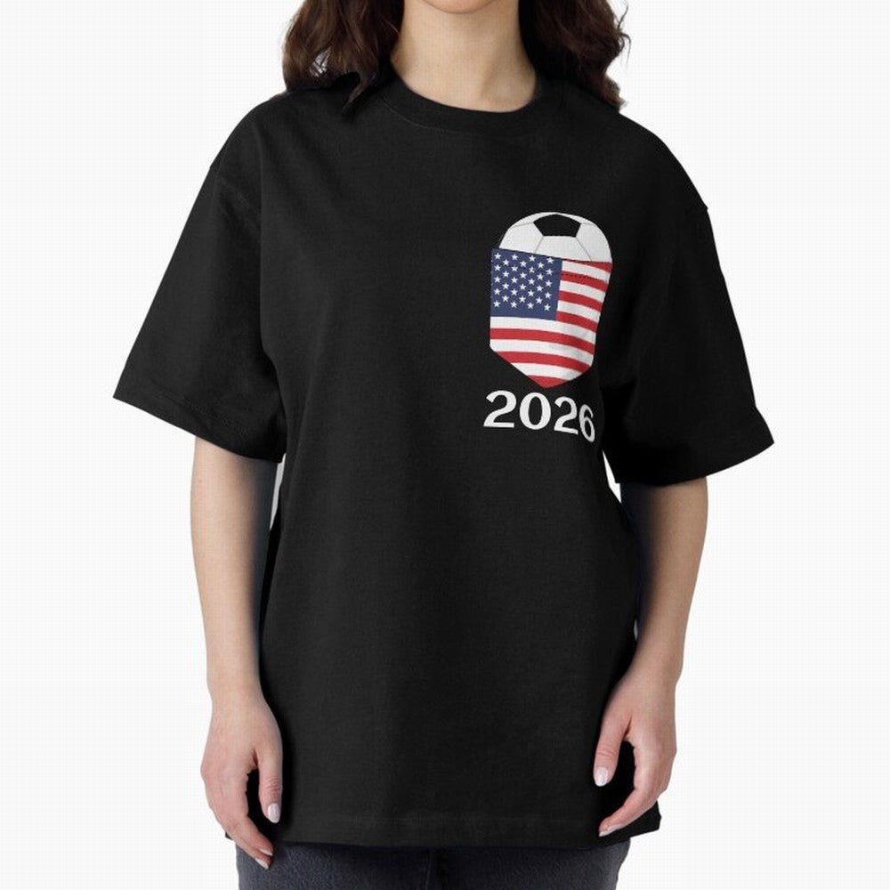 Soccer 2026 USA in the breast pocket Oversized T-Shirt Honor FIFA World Cup 2026 Group Stage Spirit, Celebrating Germany, Neymar, Stadium Chants, National Pride, Trophy Dreams and Unforgettable Football Memories; Great for Watch Parties, Sports