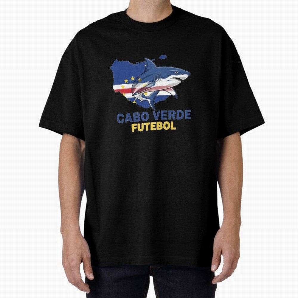 Cabo Verde Soccer Blue Shark Design Oversized T-Shirt Support Your Favorite Stars during the FIFA World Cup 2026 Group Stage Journey through Neymar, Haaland and Cristiano Ronaldo Highlights, Spain Pride, Football Passion, Legendary Performances,