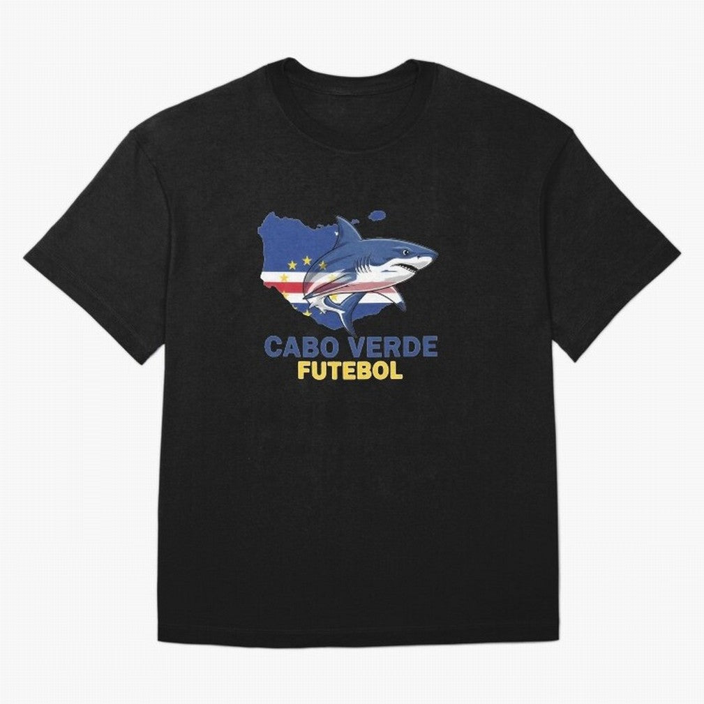 Cabo Verde Soccer Blue Shark Design Oversized T-Shirt Support Your Favorite Stars during the FIFA World Cup 2026 Group Stage Journey through Neymar, Haaland and Cristiano Ronaldo Highlights, Spain Pride, Football Passion, Legendary Performances,