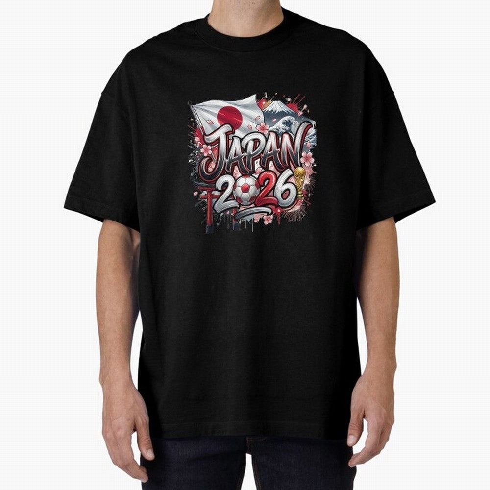 Japan World Cup 2026 Football Legacy Oversized T-Shirt Make Your Look Match FIFA World Cup 2026 Group Stage Highlighting Mbappe, Brazil Energy, Retro Football Energy, Iconic Rivalries, Trophy Chase Drama and Stadium Atmosphere; Great for Watch