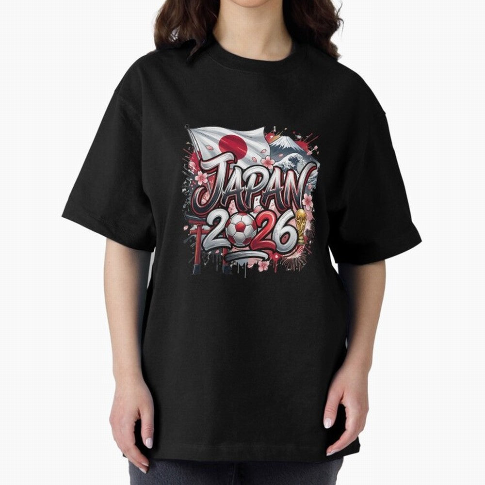 Japan World Cup 2026 Football Legacy Oversized T-Shirt Make Your Look Match FIFA World Cup 2026 Group Stage Highlighting Mbappe, Brazil Energy, Retro Football Energy, Iconic Rivalries, Trophy Chase Drama and Stadium Atmosphere; Great for Watch