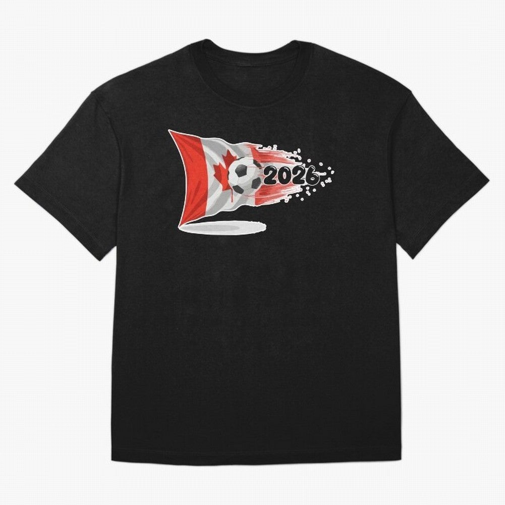 2026 Soccer World Cup Canada Flag T-Shirt | Dynamic Football Fan Tee Oversized T-Shirt Celebrate Fan Favorites in FIFA World Cup 2026 USA Canada Mexico Driven by Messi, Neymar and Mbappe, England, France and Netherlands Energy, Championship Spirit,